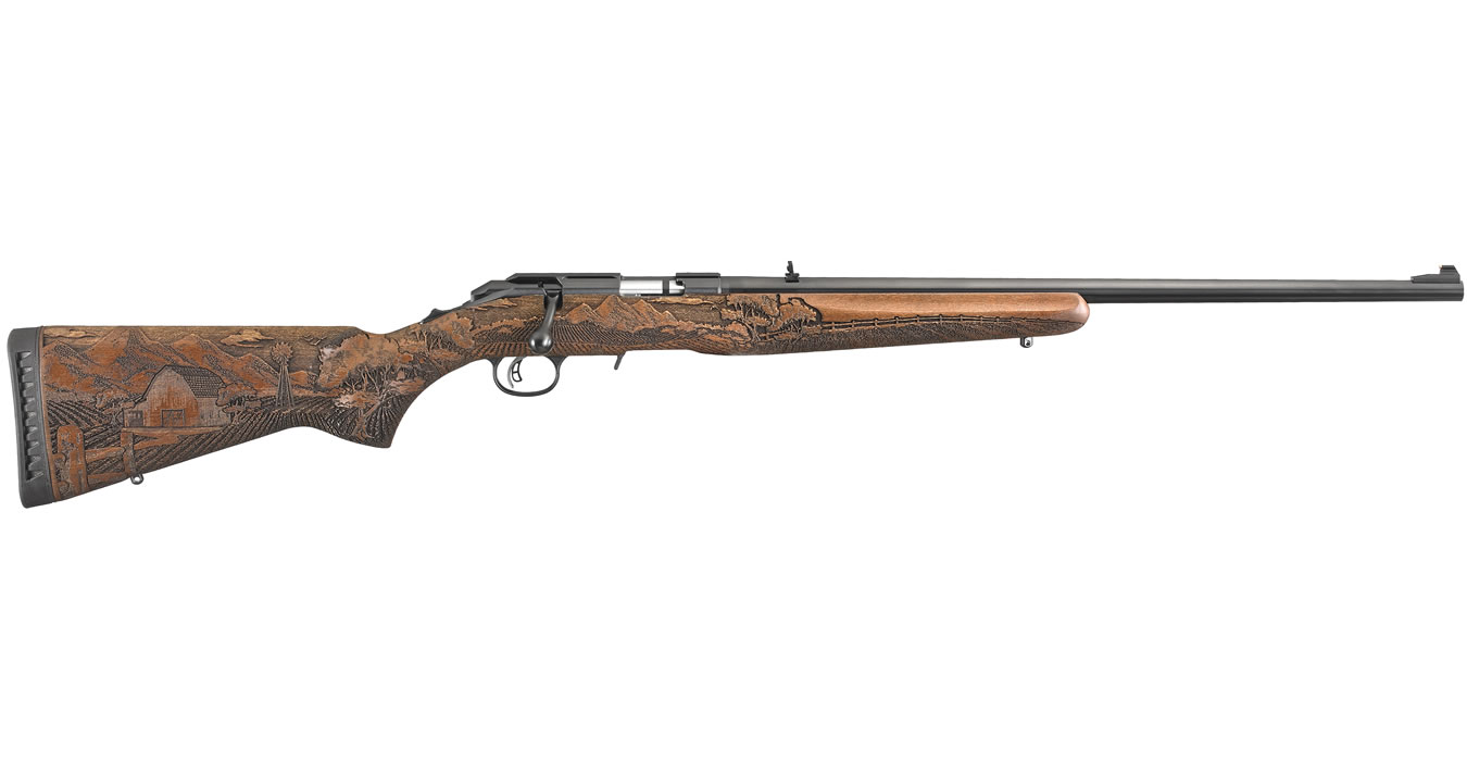 American Rimfire 22WMR Bolt-Action Rifle with Carved American Farmer Stock
