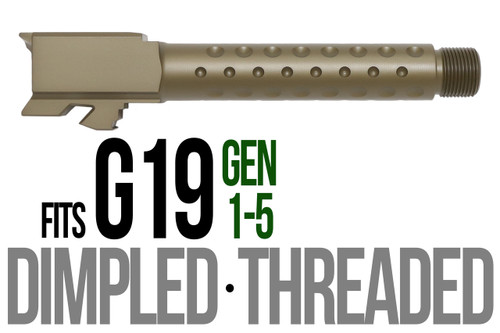 Fits Glock 19 9mm Match 5 Sided Flat Fluted Barrel Threaded in Dark Earth