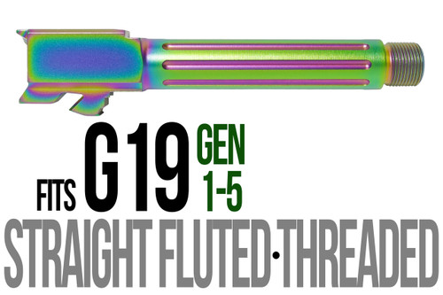 Fits Glock 19 9mm Match 5 Sided Flat Fluted Threaded Barrel in Radio Active