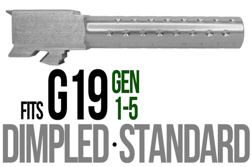 Fits Glock 19 9mm Match Golf Ball Dimpled Barrel Threaded Naked Stainless Steel