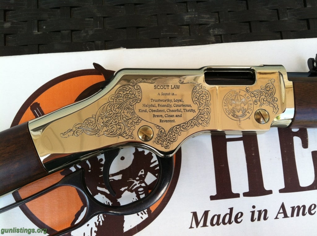 H004BSA GB Boy Scouts of America Centennial 22 LR Lever-Action Rifle