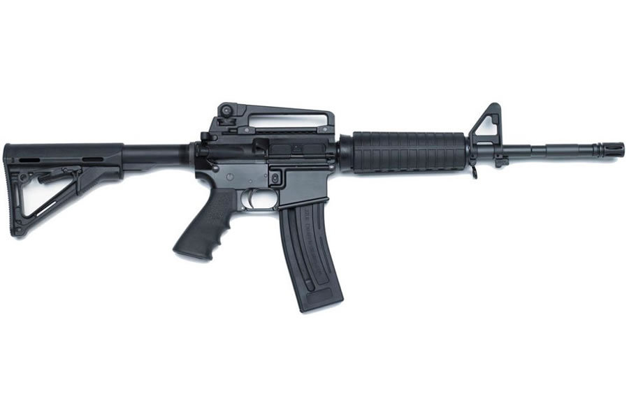m four-22 22LR Black Rimfire Carbine with Fixed Stock