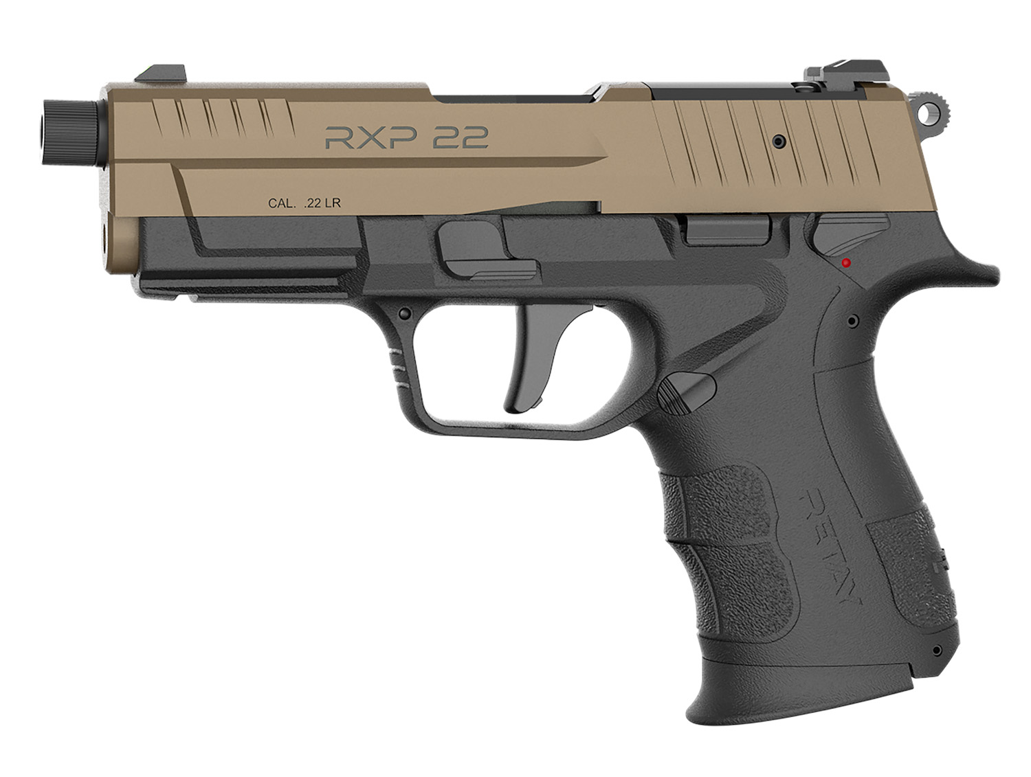 Retay Usa RXP22FDEBLKS13TH Rxp 22 LR 131 4 Threaded Barrel Black Cerakote Optic Ready Serrated Slide Flat Dark Earth Cerakote Polymer Frame W Accessory Rail RMR Rmsc Footprint
