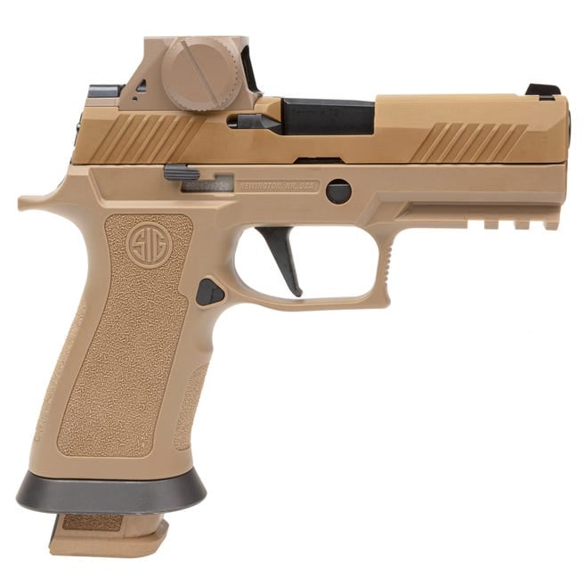 SIG SAUER P320 M17X FLAT DARK EARTH 9MM 4.7″ BARREL 21-ROUNDS W/ ROMEOM17 RED DOT