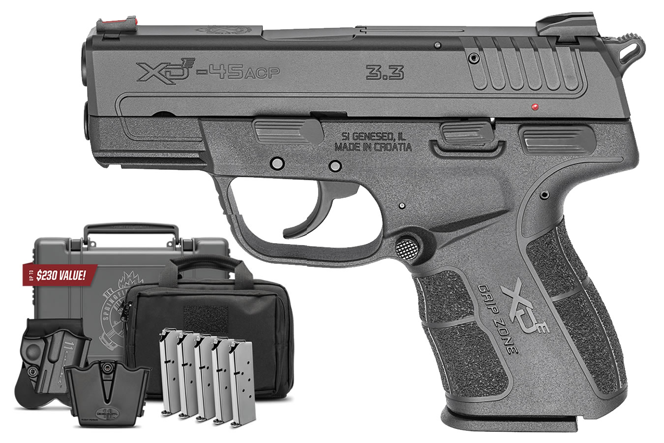 Springfield XD E 45 ACP DA SA Instant Gear UP Package With 5 Mags And Range Bag