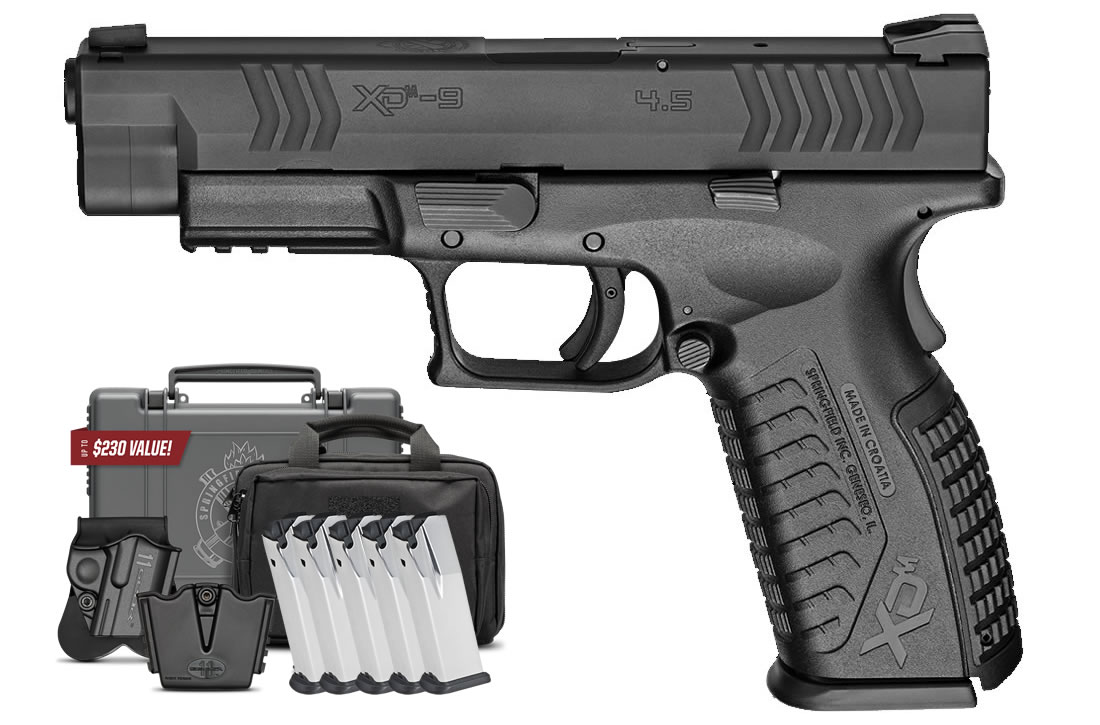 Springfield Xdm 9MM 4 5 Full Size Instant Gear UP Package With 5 Mags Range Bag Holster M