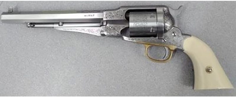Taylors And CO 1858 Remington Conversion Nickel 45 Colt 8 Barrel 6 Rounds