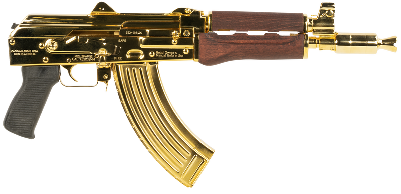 Zastava Usa ZPAP92 AK Pistol Gold 7 62 X 39 10 Barrel 30 Rounds Serbian Red Wood